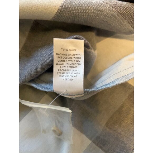 Pendleton Womens Dress 12 Gray Blue Gingham Plaid Linen Blend Button Front Midi - Picture 7 of 10